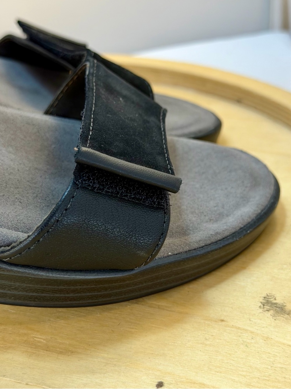 Naot Black Leather  and Suede Two-Strap Comfort Sandals - Picture 11 of 15